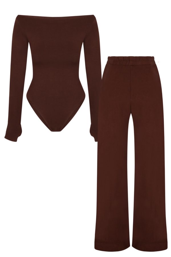 KOMPLET BODY SELLA + SPODNIE LIO BROWN